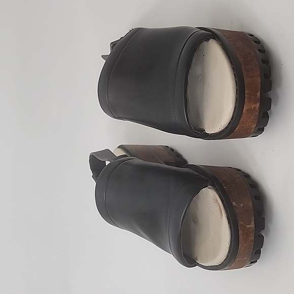 Zara Black sandals with brown wood platform heel Size 38 - Picture 2 of 9